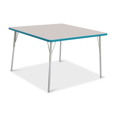 Jonti-Craft Berries Square Activity Table, 48 in. x 48 in., A-height, Freckled Gray/Teal/Gray 6418JCA005
